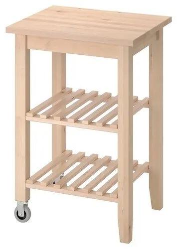 Square Wooden Kitchen Trolley