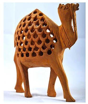 Dark-brown Wood Carved Camel