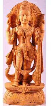 Wood Carved Saraswati Statue, For Office, Home, Garden, Size : 2 Inch