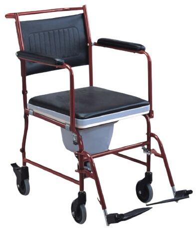 Steel  Commode Wheelchair, Feature : Detachable Armrest, Detachable Footrest, Solid Rear Castor With Lock