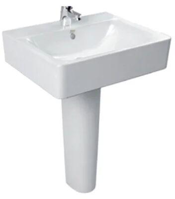 Rectangle Ceramic Pedestal Wash Basin, Color : White