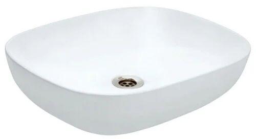 Rectangle Ceramic - Vitreous China Wash Basin, For Bathroom, Color : White