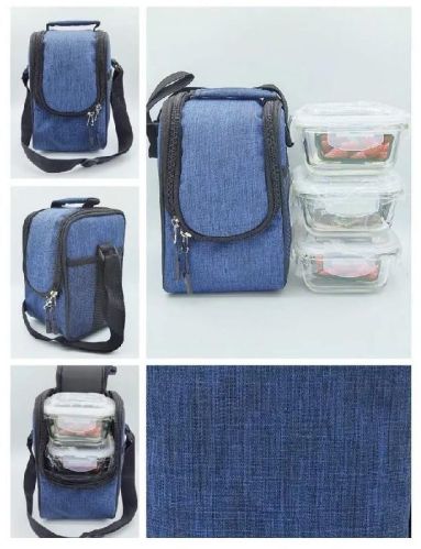 Square Glass Borosilcate Lunch Boxes, Color : Blue