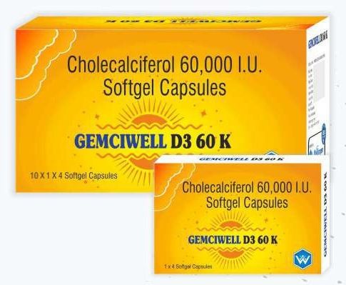 Gemciwell D3 60 K Capsules, Composition : 000 IU