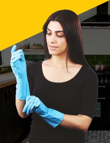 Natural Rubber Flocklined Gloves, For Household, Janitorial / Sanitation, Pharmaceuticals, Light Duty Maintenance