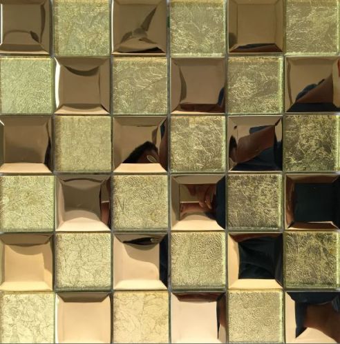 Golden 3D Effect Marble Crystal Mosaic