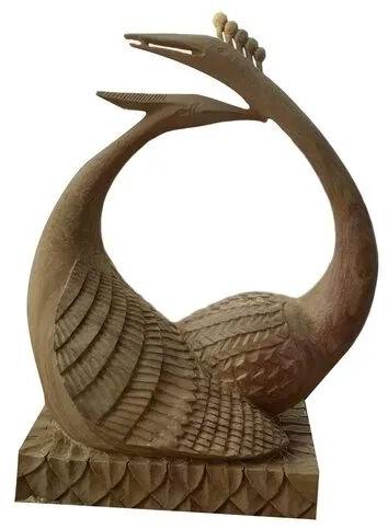 Brown Sandstone Bird Sculpture, Size : 3 Feet (Height)