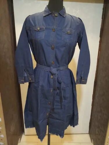 Ladies Denim One Piece Dress, Size : All