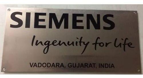Rectangle Stainless Steel Name Plate, For Office, School, Hospital Etc, Pattern : Embossed