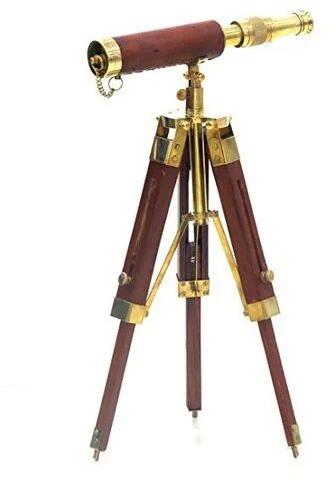 Brass Wooden Telescope Tripod, Color : Brown