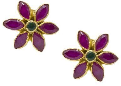 Silver Gold Plated Flower Studded Tops