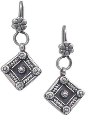 Silver Oxidised Sqaure Rawa Earring