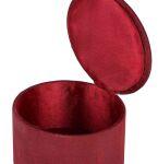 Round Shaped Zari Jewelry Box, Color : Red