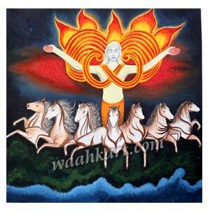 Surya Dev With Seven Horses Canvas Painting