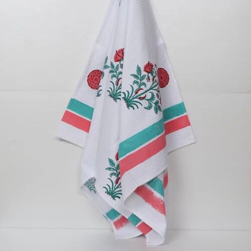Block Printed Cotton Towel, Size : 30x60 inch