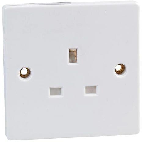 PRO ELEC 1 Gang Unswitched Socket, Color : White