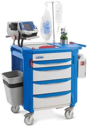 ABS Plastic Crash Cart, Color : White Blue