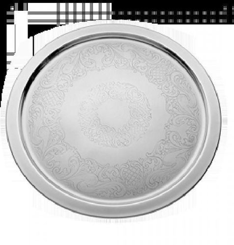 Skyra Basic Etched Mirror Steel 13 In Round Tray