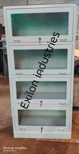 Mild Steel 4 Door Bookcase, Color : White