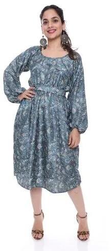 Sari Silk Printed Short Dresses, Occasion : Party Wear