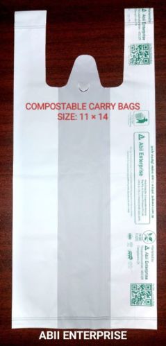 White Plain Biodegradable Bags, For Shopping, Plastic Type : Compostable