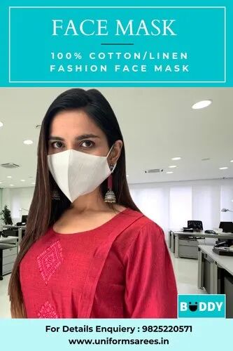 Uniform Sarees Linen Denim Face Mask, For Travelling, Model Number : LFM05