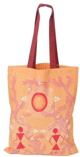 Multicolor Ractangular TISPB 3 Warli Shopping Bag, For Household, Size : 15.5 Inch