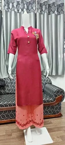 Panthi Fashion Rayon Slub Kurti, Size : All Sizes