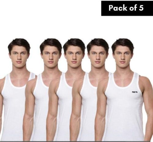 Wild We Economy Sleeveless Cotton Vest For Men (Pack Of 5) - L Size