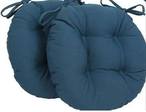 Cotton Plain Round Chair Pad, Color : Blue