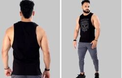 Gym Vest, Pattern : Plain