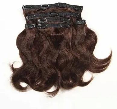 Brownish Clip-ons Remy Hair, For Parlour, Personal, Style : Wavy