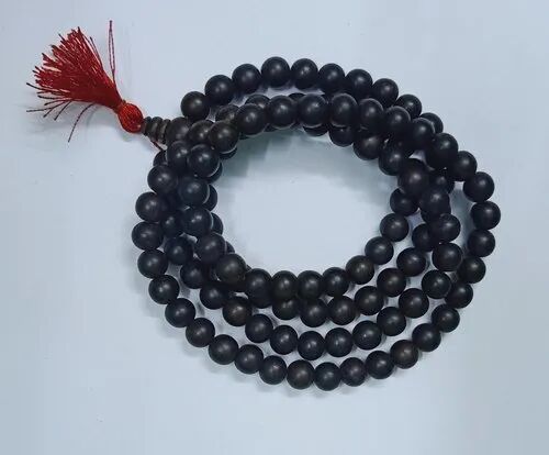 MTR Ebony Black Wood Mala, Length : 30inch