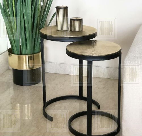 Round Nesting Table And Side Table, For Restaurant, Office, Hotel, Home, Pattern : Plain