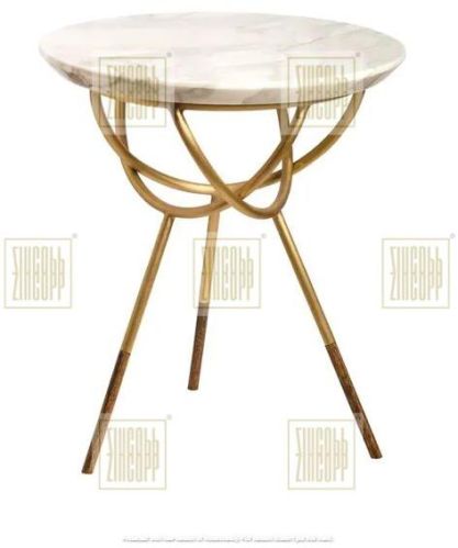 Round Side Table With Marble Top, For Home, Hotel, Office, Size : 36x36x46 Cm