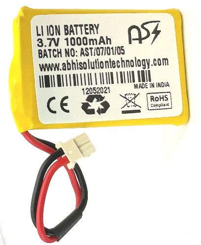 Yellow 3.7V 1000mAh Lithium Ion Battery, For GPS Devices, Size : 35 X 53 X 6 Mm