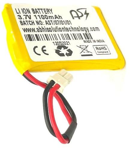 Yellow 3.7V 1100mAh Lithium Ion Battery, For GPS Devices, Size : 35 X 53 X 6 Mm
