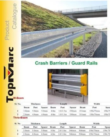 Topmarc Polished Metal W Beam Crash Barrier, For Highway, Color : Grey