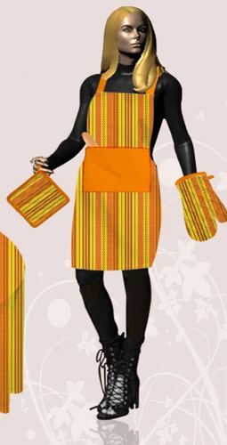 400Grams Checked Kitchen Cotton Linen Aprons, Size : Medium