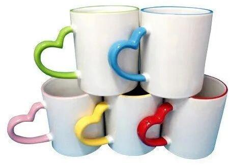 Ceramic Sublimation Heart Handle Mug, Size : 11 Oz