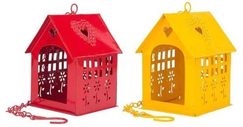 Mild Steel Hanging Metal Bird House, Color : Red, Yellow