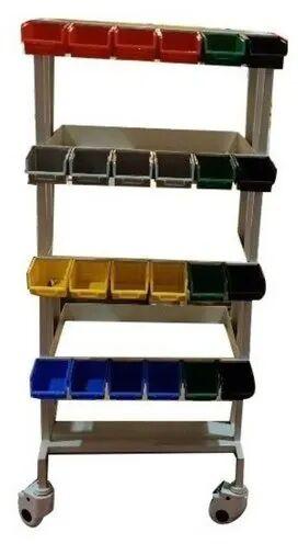 Mild Steel Plastic Hospital Drug Trolley