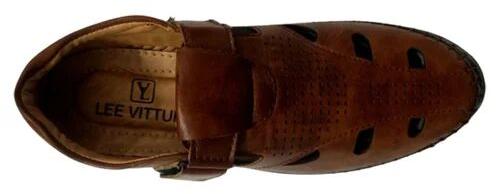 Lee Vittun Mens Brown Leather Sandals, For Foot Safety