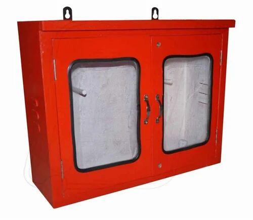 Mild Steel Fire Hose Box, Color : Red