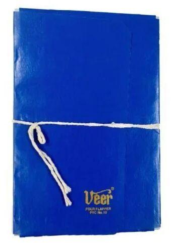 PVC Plain Four Flapper File, Color : Blue
