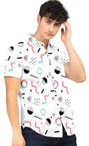 Half Sleeves Men Fancy Printed Shirt