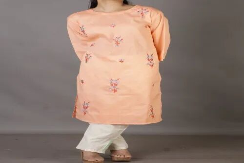 Embroidered Pure Khadi Kurti, Occasion : Casual Wear