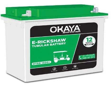 Okaya E Rickshaw Battery, Dimension : 35 X 28 X 45cm