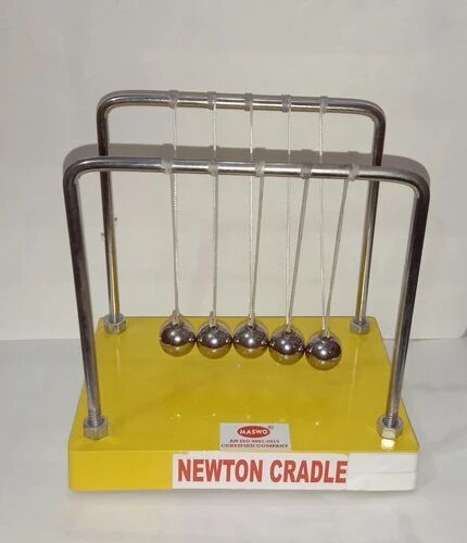 Maswo Mild Steel Newton Cradle, For School Laboratory, Color : Yellow