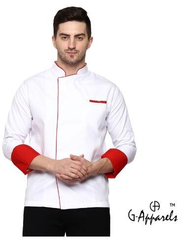 G-Apparels Chef Coat White With Red Piping